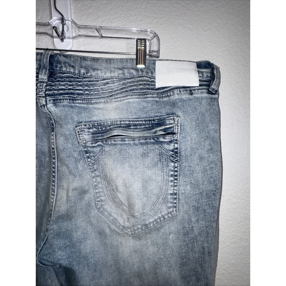 True Religion Men's Jeans 44X34 Rocco Motto Skinny Bleached Distressed